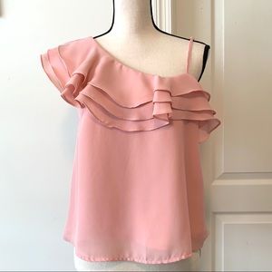 J.O.A. Los Angeles One Shoulder Ruffle Blouse—SZ S